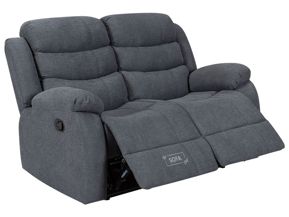 3 2 1 Recliner Sofa Set. 3 Piece Recliner Sofa Package Suite in Dark Grey Fabric with Drop-Down Table & Drinks Holder- Sorrento