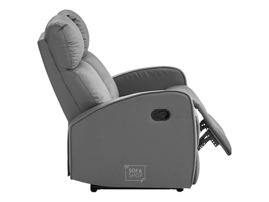 Grey Leather Recliner Chair - Parma