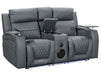 3 2 Electric Recliner Sofa Set in Grey Leather 2 Piece Cinema Sofa with USB Ports, Drink Holders & Storage Boxes -Venice Series Two