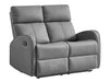 3 2 Recliner Sofa Set. 2 Piece Recliner Sofa Package Suite in Grey Leather with Drop-Down Table & Drink Holders- Parma