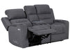 2 Seater Electric Recliner Sofa in Grey Woven Fabric With Power Headrest, USB, Console & Cup Holders - Lawson