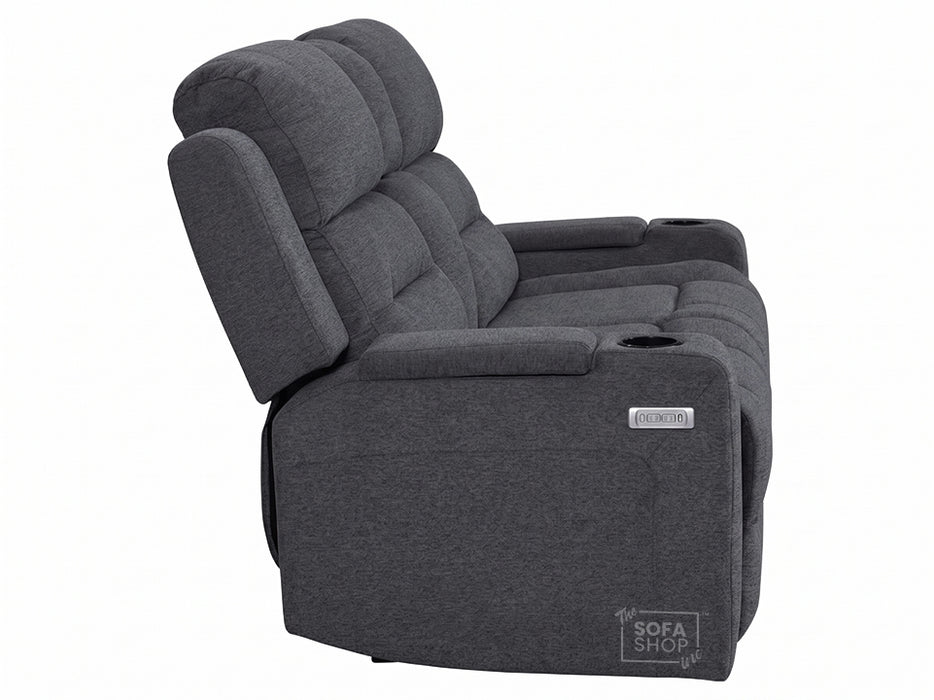 2 Seater Electric Recliner Sofa in Grey Woven Fabric | Power Recliner Sofa with Power Headrest, USB, Console & Cup Holders | Lawson | Sofa Sale