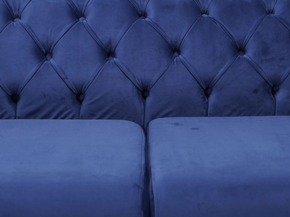 Knightsbridge Blue Velvet 2 Seater Sofa| Minor Stains | Good Condition - Second Hand Sofas 15