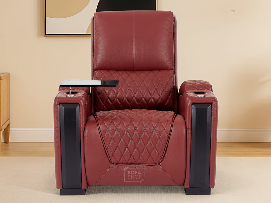 1 Seater Real Leather Electric Power Recliner Chair in Red | Power Lumbar, Cooling Cup Holder & USB-C | Assisi | The Sofa Shop