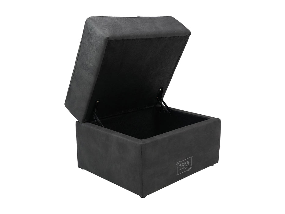 Storage Footstool In Black Fabric - Florence