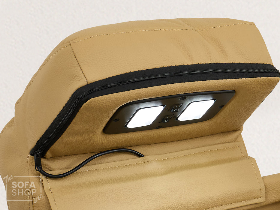 3+1 Leather Recliner Sofa Package with USB Charging, Cup Holders, LED Lights & Massage | Tan Leather | Capri | Sofa Shop