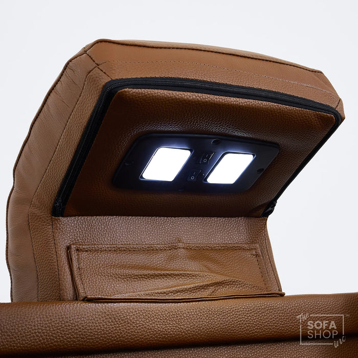 3 Seater Smart Tech Electric Recliner Cinema Sofa | Brown Real Leather | Modena