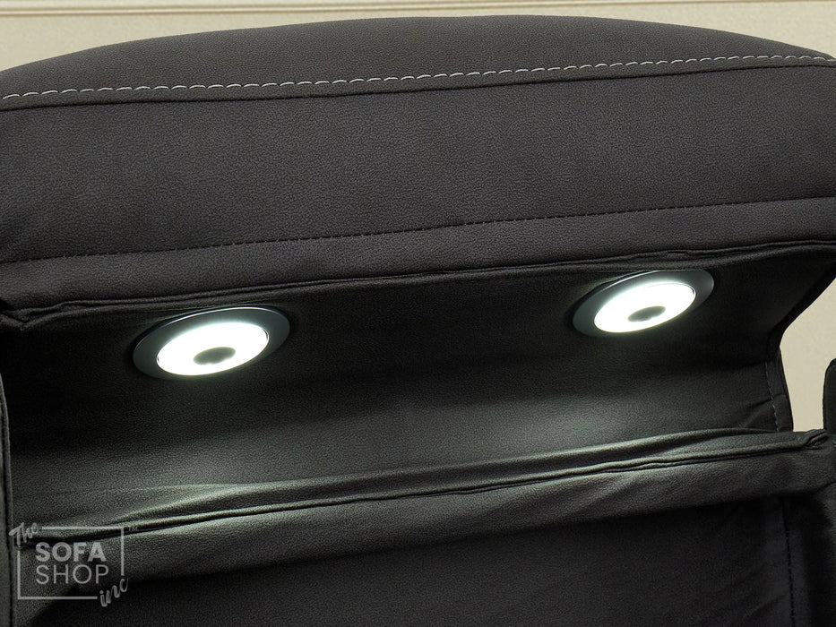 3 Seat Electric Recliner Home Cinema Theatre Sofa | Fabric Couch In Grey with Massage + Cupholders + Table + USB + Speakers | Vinsonova | The Sofa Shop