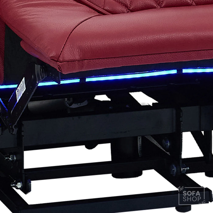 Riser Recliner Chair in Red Real Leather | Hi-Tech Armchair with Dual Motor Lift + Vibration Massage+ Heated Lumbar + Cooling, Heating Cupholders + Power Headrest | Assisi | The Sofa Shop