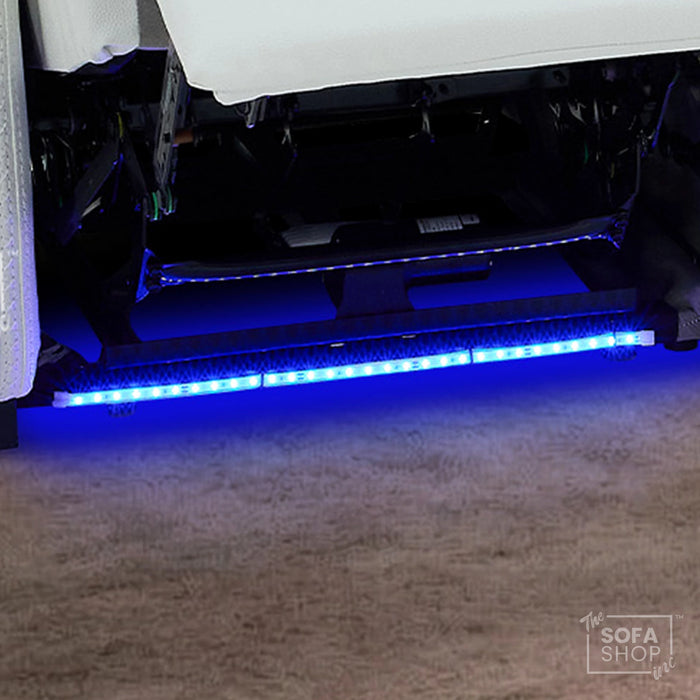 3 Seater Real Leather Electric Recliner Cinema Sofa in White | Massage, Heat, Bluetooth, Fold-Down Table & Cooling Cup Holders | Napoli | The Sofa Shop