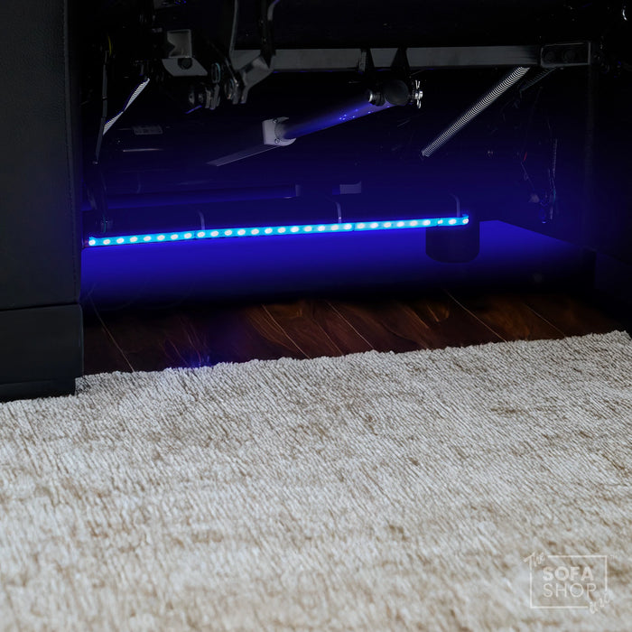 Real Leather Recliner Chair & Cinema Seat in Grey | Electric Armchair with Massage, Heating, LED Cup Holders, Table & USB Ports | Capri