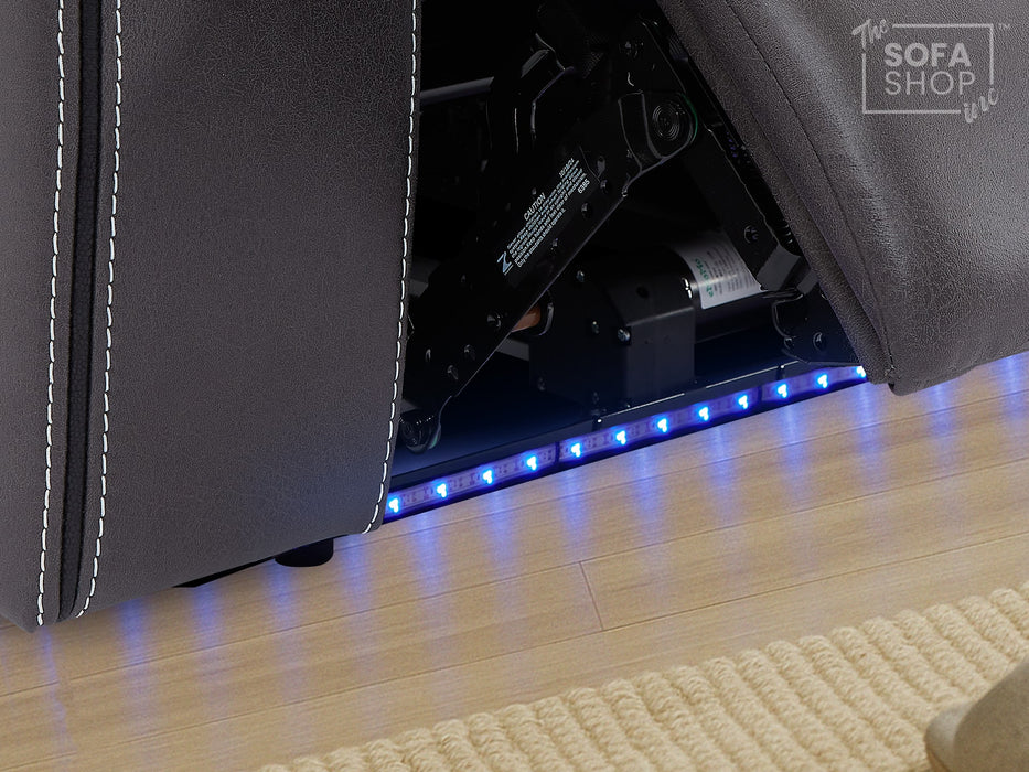 1 Seat Electric Recliner Chair Home Cinema Sofa | Hi-Tech Chair In Grey Fabric with LED Lights + USB + Massage | Sofa Sale | Vinsonova Series One