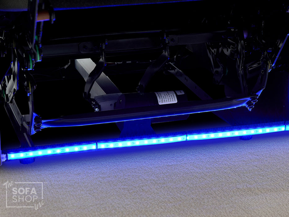 2 Seater Hi-Tech Sofa | Electric Recliner Home Cinema Seat in Green Fabric with Massage + Chilled Cupholders + Console + Power Sockets + USB | Vinsonova