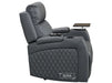 2 1 1 Electric Recliner Sofa Set inc. Cinema Seats in Grey Leather. 3 Piece Cinema Sofa with LED Cup Holders, Storage, Speaker - Venice Series One