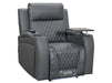 2 1 1 Electric Recliner Sofa Set inc. Cinema Seats in Grey Leather. 3 Piece Cinema Sofa with LED Cup Holders, Storage, Speaker - Venice Series One