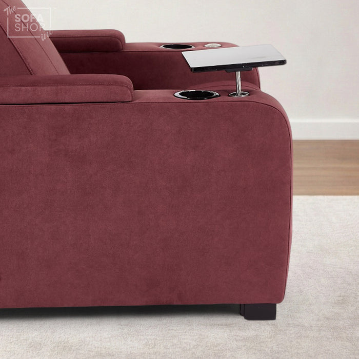 Recliner Chair with Electric Reclining, Massage, USB Ports, Cup Holders & LED Lights, Purple Velvet Sofa | Rimini | The Sofa Shop