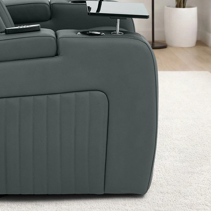 Real Leather 3+1 Electric Recliner Sofa Set and Cinema Seats | 2-Piece Sofa Package in Grey with Massage, Heating, Power Recliners, Wireless Charging & USB-C | Capri