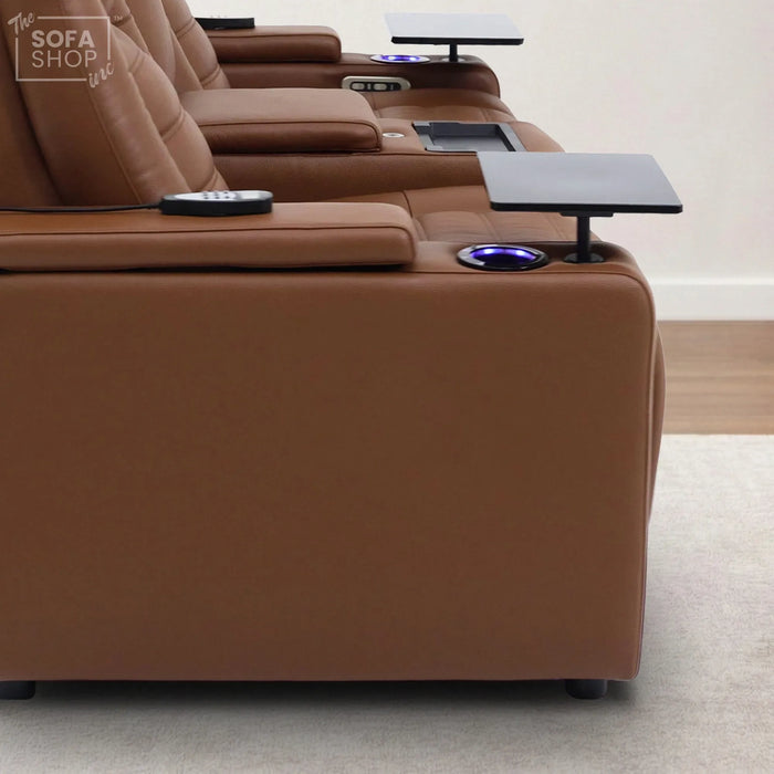 2 Seater Smart Tech Electric Recliner Cinema Sofa | Luxury Theatre Seating | Brown Real Leather | Modena