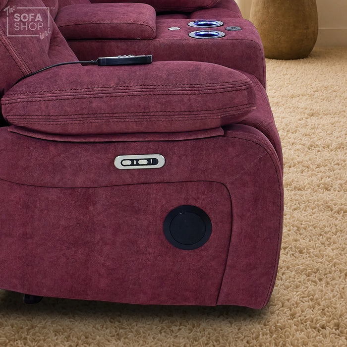 2 Seater Smart Tech Electric Recliner Cinema Sofa | Purple Fabric | Sicily