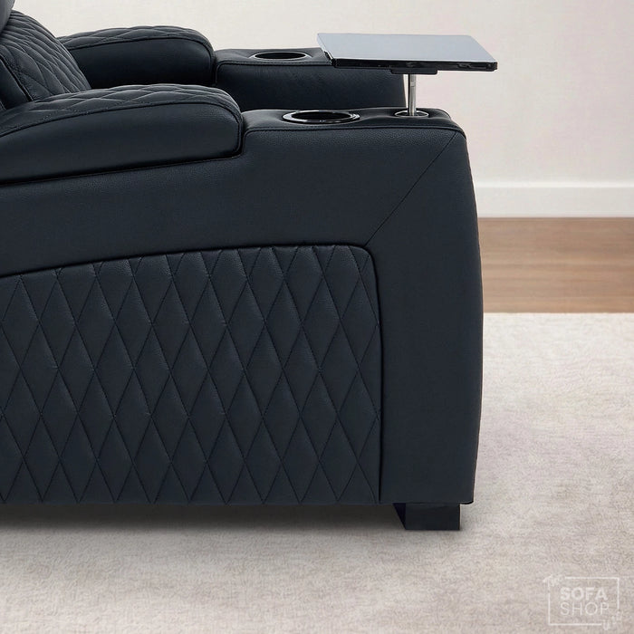 1 Seater Real Leather Electric Recliner Cinema Armchair | 8-Point Vibration Massage + Heated Lumbar + Cooler Cup Holder. Power Grommet, Power Headrest & Detachable Tray Table | Assisi | The Sofa Shop