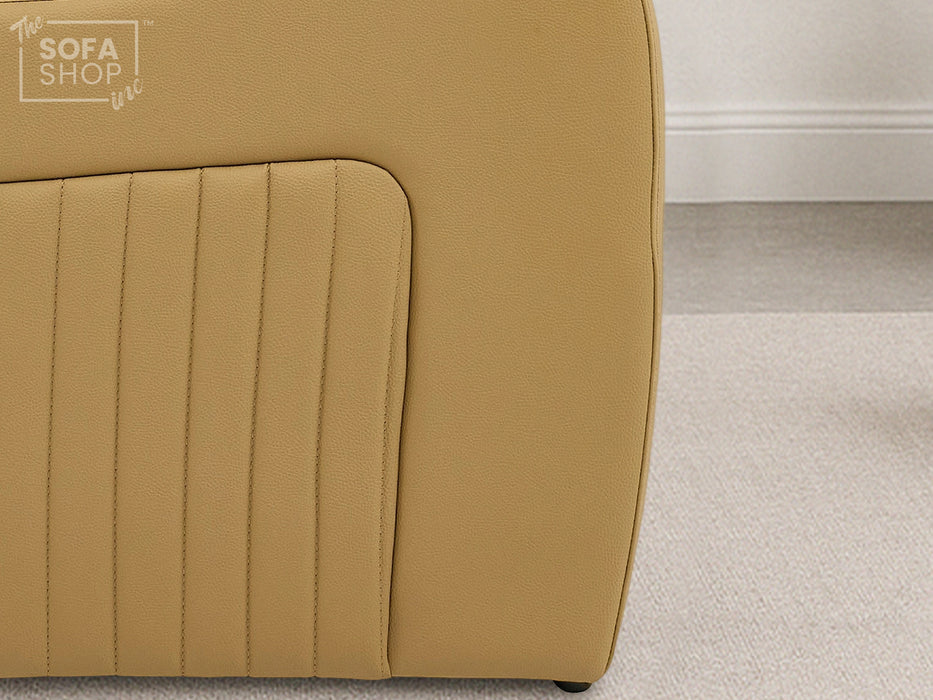 2 Seater Real Leather Power Recliner Sofa in Tan | Cinema Sofa with Console, USB Charging, Cup Holders, Storage, LED Lights & Massage | Capri | The Sofa Shop