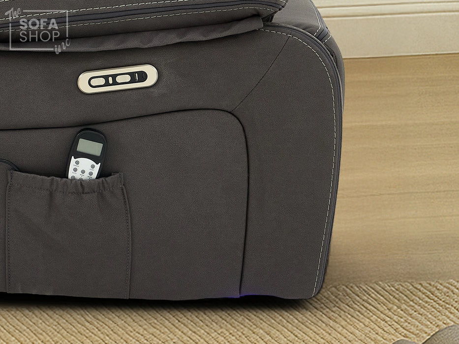 3+2+1 Piece Electric Home Cinema Theatre Sofa Set | Fabric Couch Suite Package In Grey with Console + USB + Massage + Storage | Vinsonova | The Sofa Shop