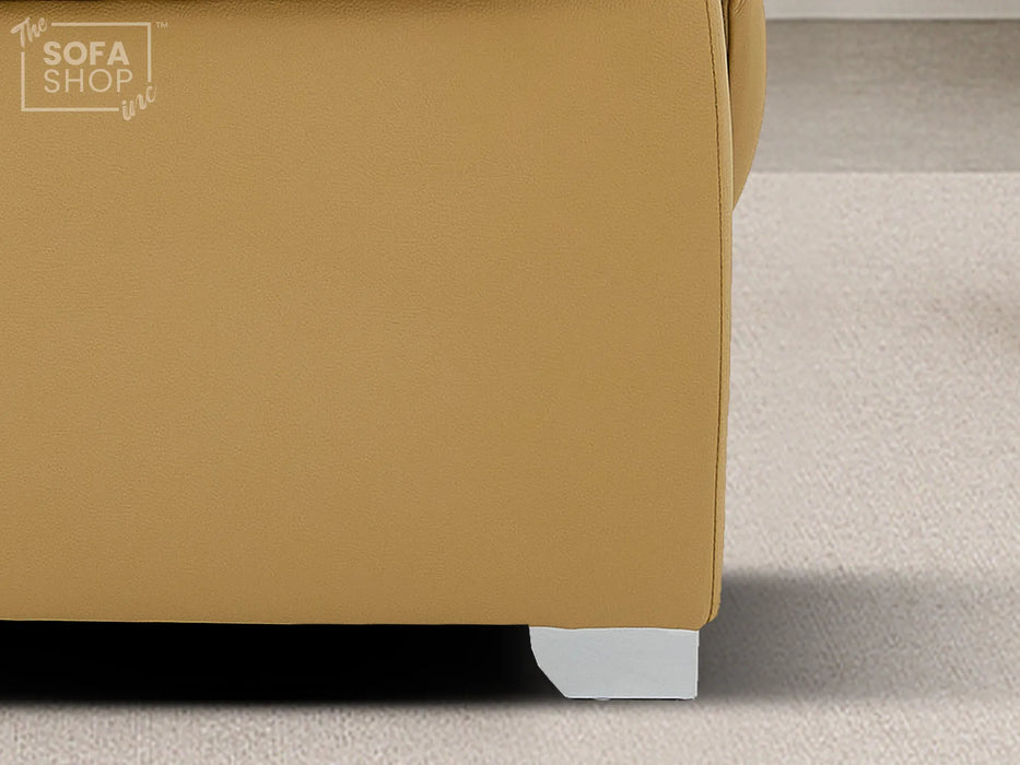 Real Leather Electric Recliner Chair In Tan | Hi-Tech Chair with Massage, Power Headrest + USB Charging Ports | Turin