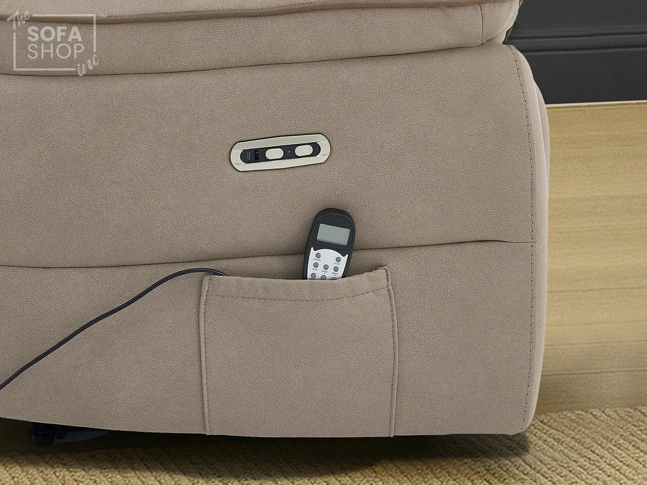 1 Seat Electric Recliner Chair Home Cinema Sofa | Fabric Chair In Beige | Hi-Tech Chair with Massage, Padded Armrests, USB & Power Headrest | Florence