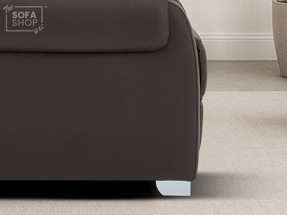 3+1 Real Leather Recliner Electric Sofa Set in Brown | Hi-Tech Sofa Set with Massage, USB Ports & Power Headrests | Turin