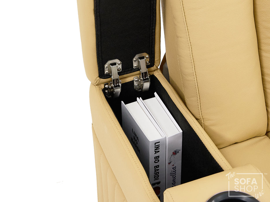 3+1 Leather Recliner Sofa Package with USB Charging, Cup Holders, LED Lights & Massage | Tan Leather | Capri | Sofa Shop