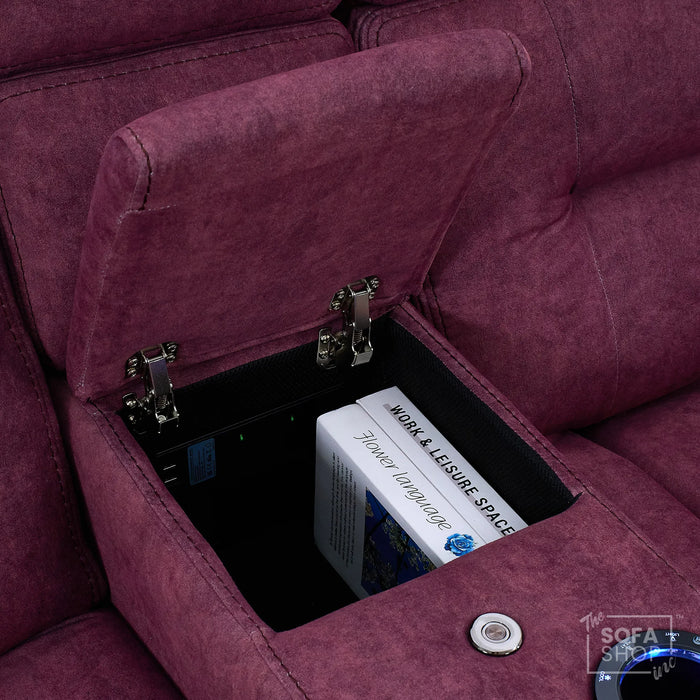 2 Seater Smart Tech Electric Recliner Cinema Sofa | Purple Fabric | Sicily
