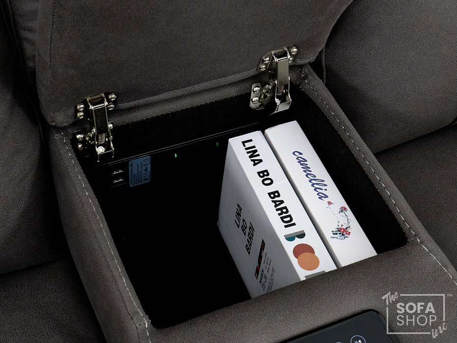 3+2+1 Piece Electric Home Cinema Theatre Sofa Set | Fabric Couch Suite Package In Grey with Console + USB + Massage + Storage | Vinsonova | The Sofa Shop