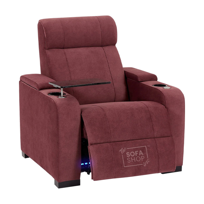 Recliner Chair with Electric Reclining, Massage, USB Ports, Cup Holders & LED Lights, Purple Velvet Sofa | Rimini | The Sofa Shop
