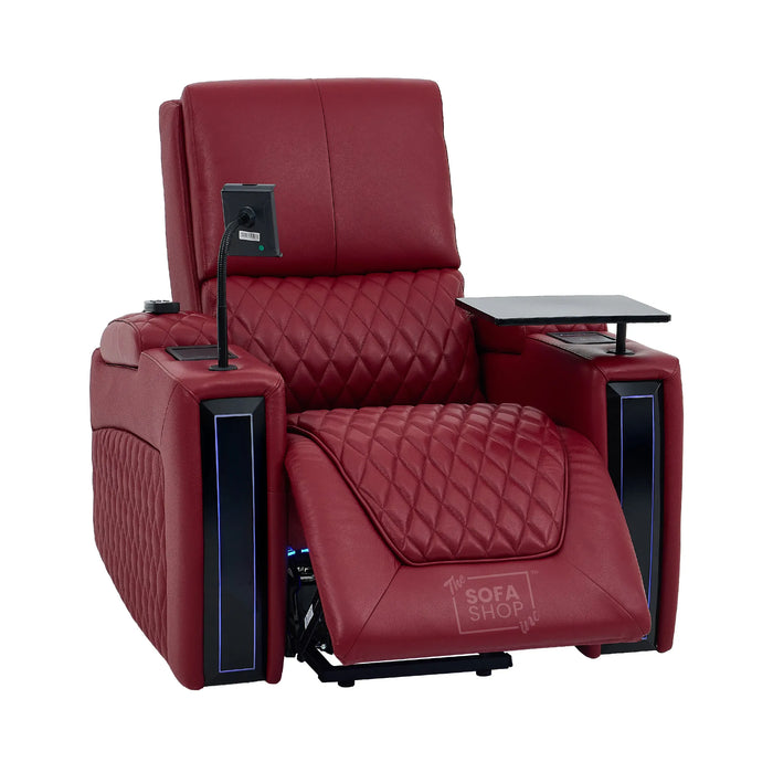 Riser Recliner Chair in Red Real Leather | Hi-Tech Armchair with Dual Motor Lift + Vibration Massage+ Heated Lumbar + Cooling, Heating Cupholders + Power Headrest | Assisi | The Sofa Shop