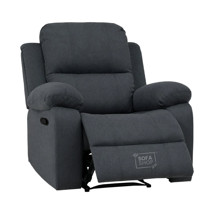 1 Seater Manual Recliner Chair | Dark Grey Fabric | Trento