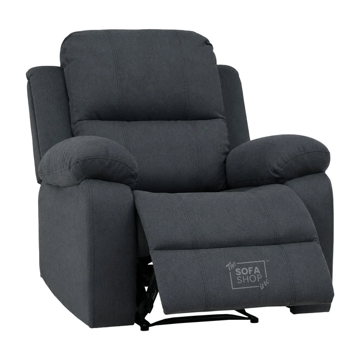 1 Seater Electric Recliner Chair in Grey Fabric | Power Armchair with Power Recline + Padded Lumbar Support + Padded Armrests + USB+C Charging | Trento | The Sofa Shop
