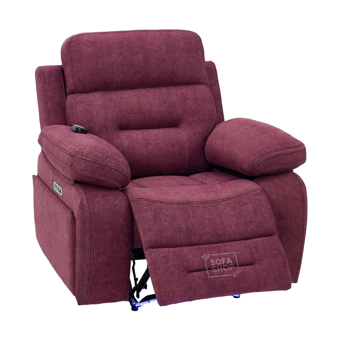 1 Seater Smart Tech Electric Recliner Cinema Chair | Purple Fabric | Sicily