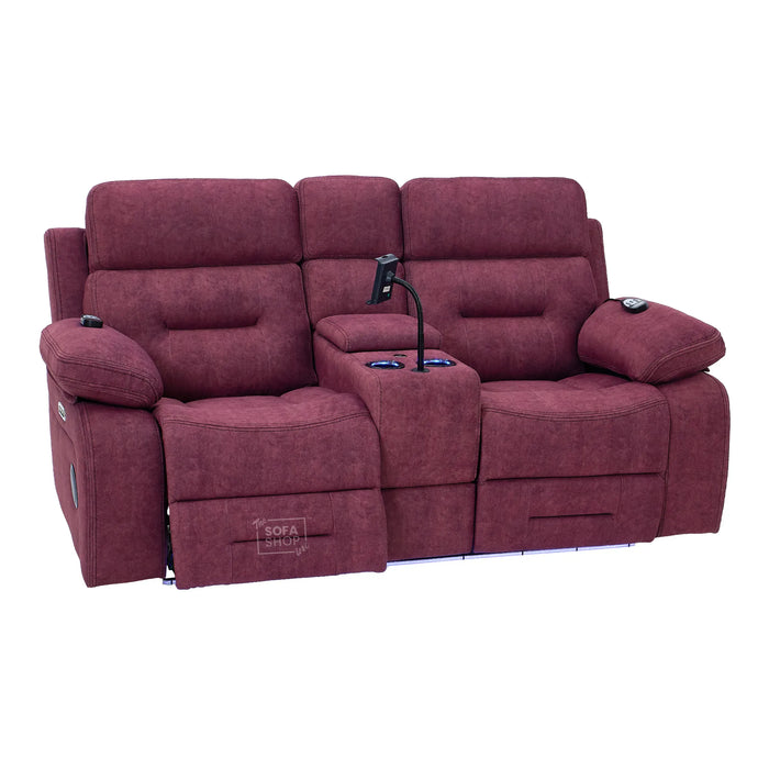 2 Seater Smart Tech Electric Recliner Cinema Sofa | Purple Fabric | Sicily