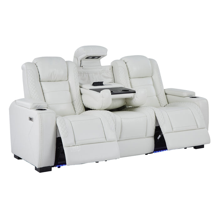 3 Seater White Real Leather Electric Recliner Cinema Sofa | Power Headrest, Fold-Down Table, USB-C & Storage | Napoli | The Sofa Shop