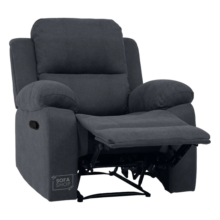 1 Seater Manual Recliner Chair | Dark Grey Fabric | Trento