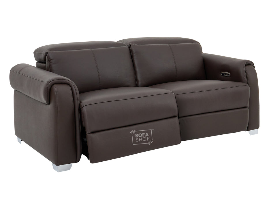 3+1 Real Leather Recliner Electric Sofa Set in Brown | Hi-Tech Sofa Set with Massage, USB Ports & Power Headrests | Turin
