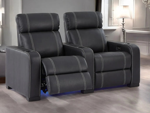 2 Seater Reclining Smart Couch | Electric Hi-Tech Sofa in Black Real Leather With USB Ports, Power Recliners & LED | Catania | The Sofa Shop - 31