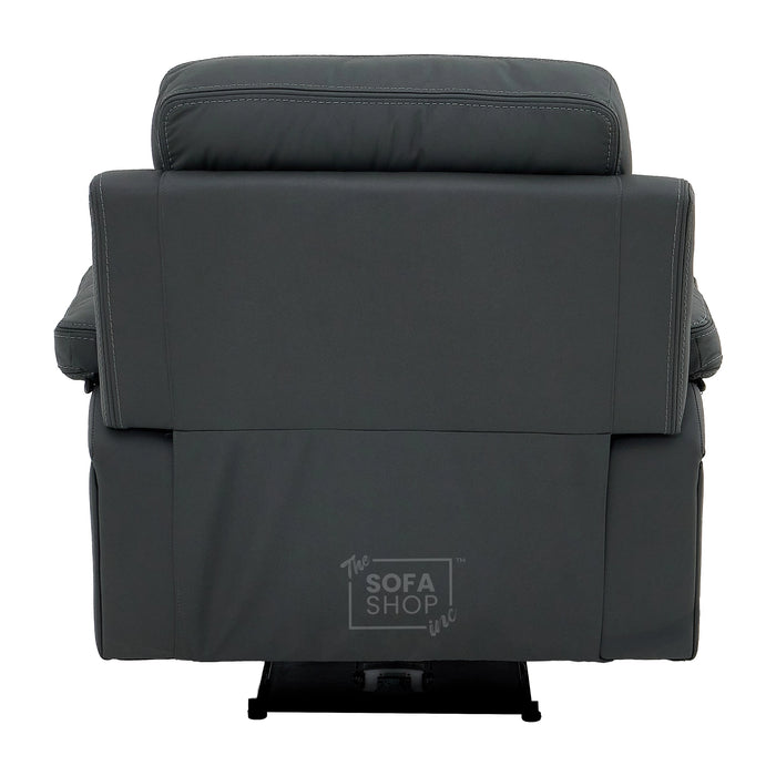 Electric Recliner Chair In Grey Real Leather | Hi-Tech Cinema Seat with Power Headrest, Massage, Heat & USB Charging Button | Grey Real Leather | Sicily
