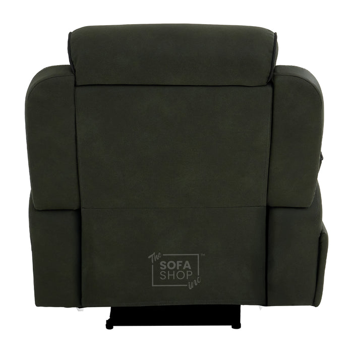 1 Seater Electric Recliner Chair in Green Fabric | Hi-Tech Chair with Vibration Massage + Heated Lumbar + Power Headrest + Power Grommet + USB+C Charging | Florence | The Sofa Shop