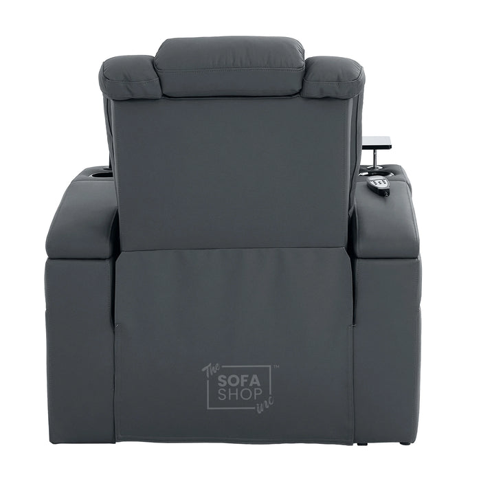 Real Leather 3+2+1 Piece Electric Home Cinema Theatre Sofa Set | Couch Suite Package in Grey + Massage + Heating + Power Recliners + Wireless Charging | Capri