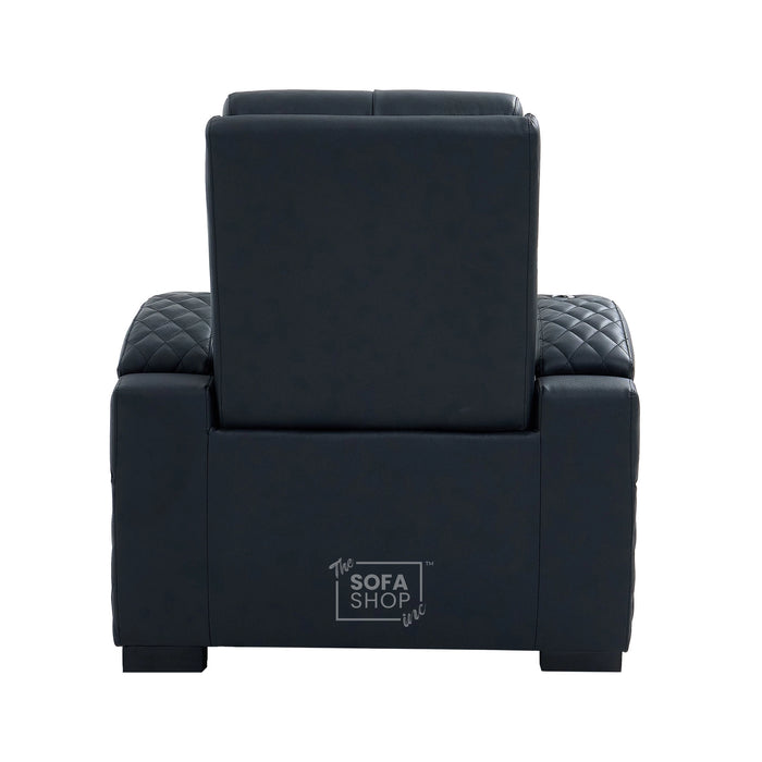 1 Seater Real Leather Electric Recliner Cinema Armchair | 8-Point Vibration Massage + Heated Lumbar + Cooler Cup Holder. Power Grommet, Power Headrest & Detachable Tray Table | Assisi | The Sofa Shop