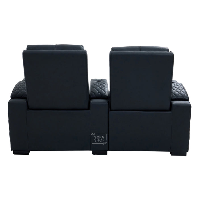 Real Leather 3+2+1 Cinema Sofa Package In Black | 3-Piece Recliner Sofa Suite With Power Lumbar, Massage, Heat, Cooling Cupholders, Tray Tables & USB-C | Assisi | The Sofa Shop