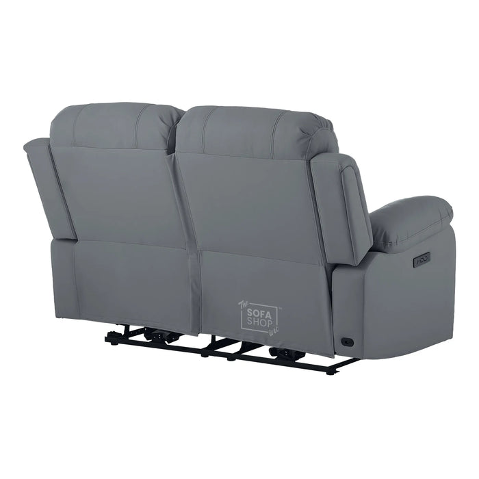 Grey Real Leather Electric Recliner Sofa 2 Seater | Smooth Power Recliner + USB-C Charging | The Sofa Shop