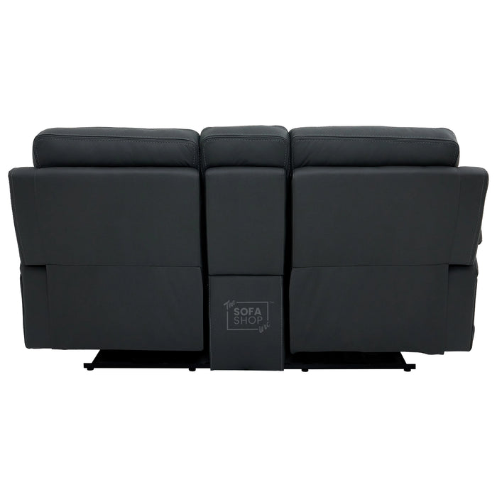 2 Seater Real Leather Electric Recliner Cinema Sofa in Grey | Massage, Heated Lumbar, Console & Cooling Cup Holders | Sicily | The Sofa Shop