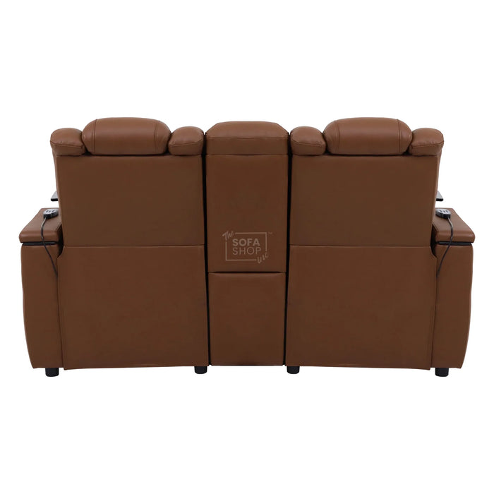 2 Seater Smart Tech Electric Recliner Cinema Sofa | Luxury Theatre Seating | Brown Real Leather | Modena